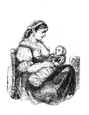 Orgelbrand, 1890 'da Warszawa' dan Ansiklopedya Medycyny 'nin eski kitabına göre sarılmış yeni doğan bebek.