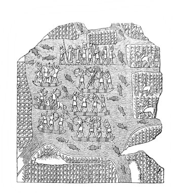 Bataklıkta savaş Eski kitap Atlas de la Bible Fillion, 1883, Paris