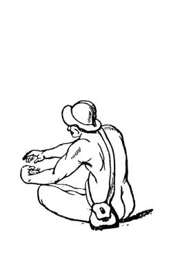 Dilenci, Fillion 'un eski kitabı Atlas de la Bible' de yerde oturuyor. 1883, Paris.