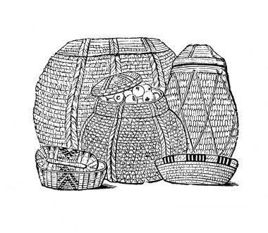 Eski kitap Atlas de la Bible 'da Eski Mısır sepetleri Fillion, 1883, Paris