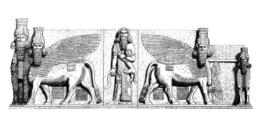 Fillion, 1883, Paris 'in Atlas de la Bible adlı eski kitabında Süryani mimarisinin ayrıntıları