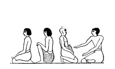 Fillion, 1883, Paris 'in Atlas de la Bible adlı eski kitabında yerde oturan sıradan insanlar.