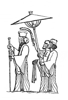 Fillion 'un eski kitabı Atlas de la Bible' da Kraliyet şemsiyesi, 1883, Paris