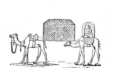 Palanquin, Fillion 'un eski kitabı Atlas de la Bible' de develeri taşıyan, 1883, Paris
