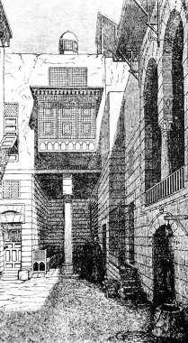 Window lattices (modern Egypt) in the old book Atlas de la Bible by Fillion, 1883, Paris clipart