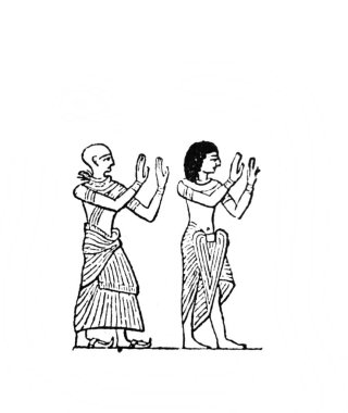 Fillion, 1883, Paris 'ten Atlas de la Bible' in eski kitabında dua pozları