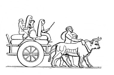 Fillion 'un eski kitabı Atlas de la Bible' deki Asurlu araba, 1883, Paris