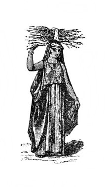 Fillion 'un eski kitabı Atlas de la Bible' deki modern Mısırlı kadın, 1883, Paris