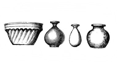 Eski Atlas de la Bible adlı kitapta Eski Asurlu vazolar Fillion, 1883, Paris