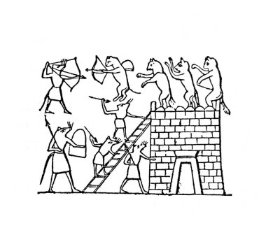 Fillion, 1883, Paris 'in Atlas de la Bible adlı eski kitabında kaleye hücum ediyor.