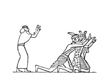 Fillion, 1883, Paris 'in Atlas de la Bible adlı eski kitabında patronun önünde eğildim.