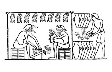 Erkekler mercimek pişirir Fillion 'un eski kitabı Atlas de la Bible, 1883, Paris