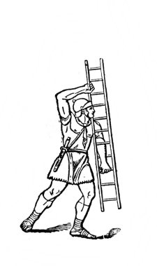 Asker, Fillion, 1883, Paris 'in Atlas de la Bible adlı eski kitabında kaleye saldırmaya hazır.