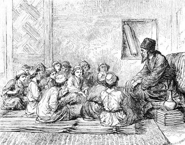 Doğu Okulu 'nun eski kitabı Atlas de la Bible, Fillion, 1883, Paris