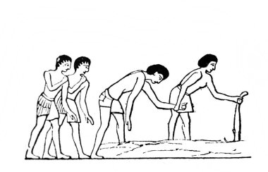 Mısırlılar, Fillion, 1883, Paris 'in eski kitabı Atlas de la Bible' da bir hükümet yetkilisini selamlıyorlar.