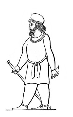 Fillion 'un eski kitabı Atlas de la Bible' deki Antik Pers cüppesi, 1883, Paris