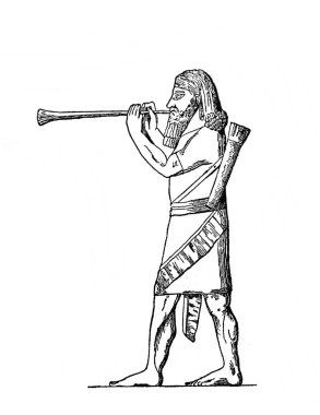 Fillion, 1883, Paris 'in Atlas de la Bible adlı eski kitabında Suriyeli trompetçi.