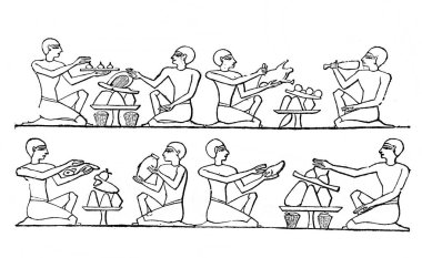 Fillion, 1883, Paris 'teki Atlas de la Bible' da yemek yemeden önce el yıkamak.