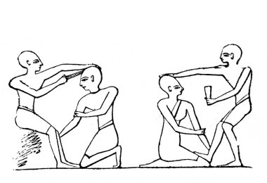 Mısırlı doktorlar, Fillion 'un eski kitabı Atlas de la Bible' deki hastaları tedavi ediyorlar. 1883, Paris.
