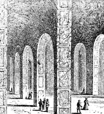 Kudüs 'teki tapınağa yapılan ayarlamalar. Eski Atlas de la Bible kitabında Fillion, 1883, Paris