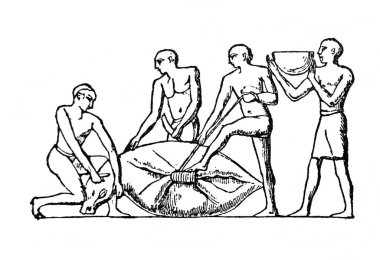 Kurbanı Fillion 'un eski kitabı Atlas de la Bible' e bağlıyorum, 1883, Paris.