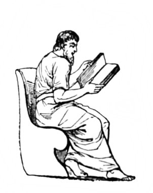 Fillion, 1883, Paris 'in Atlas de la Bible adlı eski kitabından bir kitap okuyan antika adam.