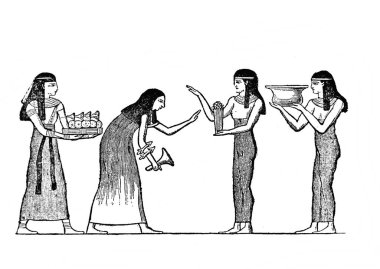 Mısırlılar, Atlas de la Bible 'ın 1883 tarihli eski kitabı Paris' te yemek yiyorlar.