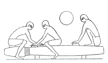 Mısırlılar eski Atlas de la Bible 'da bir köşe yazısı cilalıyorlar. Fillion, 1883, Paris