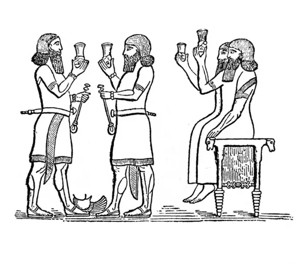 Asurlular, Fillion 'un eski kitabı Atlas de la Bible' de kadeh kaldırdılar. 1883, Paris.