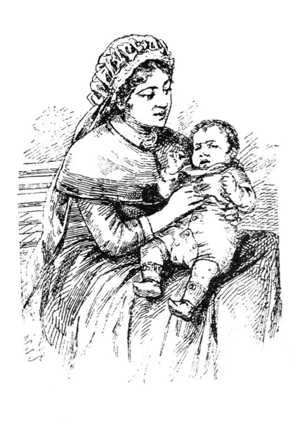 Orgelbrand, 1890, Warszawa 'dan Ancyklopedya Medycyny' nin eski kitabında İngiliz tarzı giyinmiş yeni doğmuş bebek.