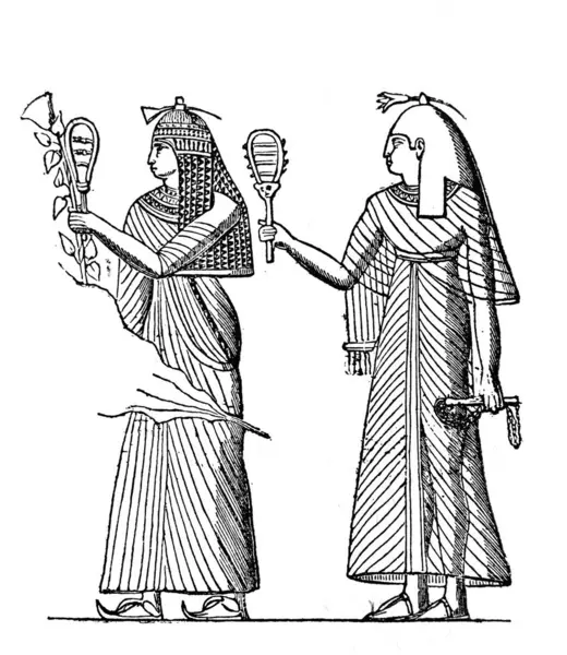 Mısırlılar, Fillion, 1883, Paris 'in Atlas de la Bible adlı eski kitabında kardeşlik çalıyorlar.