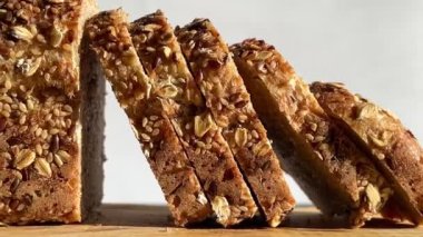 Close up of whole grain baked bread.