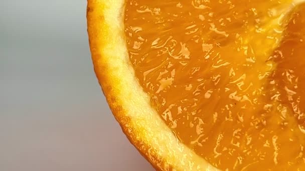 Макро Снимок Апельсинового Фрукта Крупный План Мякоти Апельсина — стоковое видео