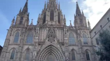 Gotik Mahalledeki Kutsal Haç Katedrali ve Aziz Eulalia. Yakın plan..