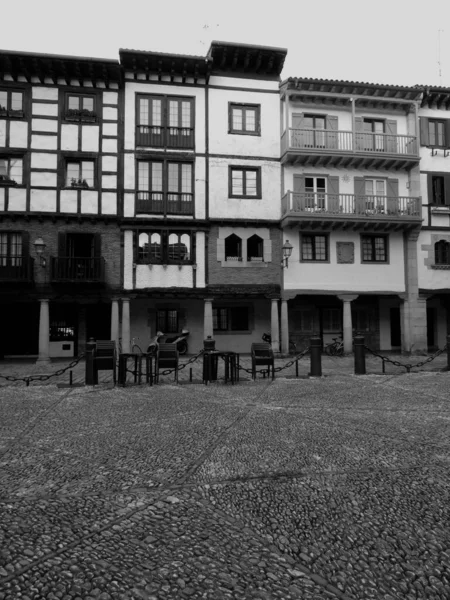 Hondarribia Centro Medieval Cidade Fronteira Espanha França Dramática Imagem Preto — Fotografia de Stock