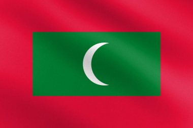 Kağıt desenli ve ışıklı Maldivler bayrağı. Vektör illüstrasyonu