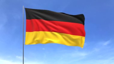 Mavi arka planda sallanan Almanya bayrağı