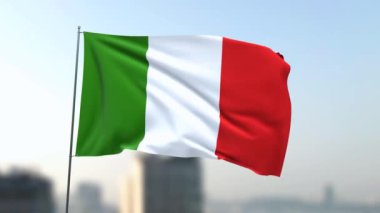 Şehrin arka planında sallanan İtalya bayrağı
