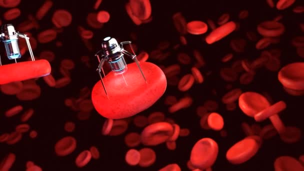Conceptual Video Nanobots Repairing Damaged Blood Cells Cropped View — Stock Video