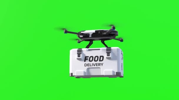 Drone Dostawy Żywności Autonomiczny Robot Dostawy Zielonym Ekranie — Wideo stockowe