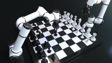 Robot kolu satranç oynuyor, iş stratejisi kavramı