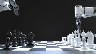 Robot kolu satranç oynuyor, iş stratejisi kavramı