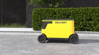 Otonom dağıtım robotu, robot malları teslim ediyor, teslimat robotu.