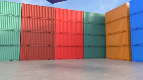 Container Hanging Japan Flag — Stock Video