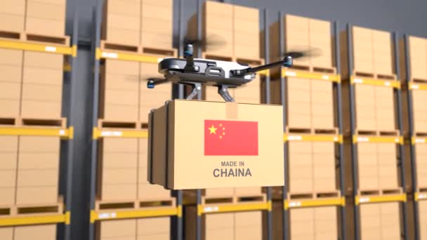 Дрони Доставляють Китай Концепцію Доставки — стокове відео