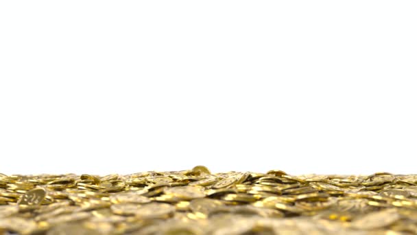 Altın Para Yığınından Yeşil Bir Yükseliyor Konsepti — Stok video