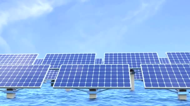 Zonnepanelen Het Water Helder Energieconcept — Stockvideo