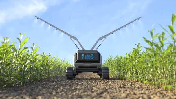 Máquina Robótica Inteligente Pulverização Campo Tecnologia Automação Agrícola — Vídeo de Stock