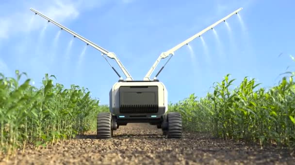 Intelligente Robotergestützte Sprühtechnik Auf Dem Feld Automatisierungstechnologie Für Landwirtschaftliche Betriebe — Stockvideo