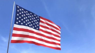 Mavi gökyüzü arka planında ABD Bayrağı 
